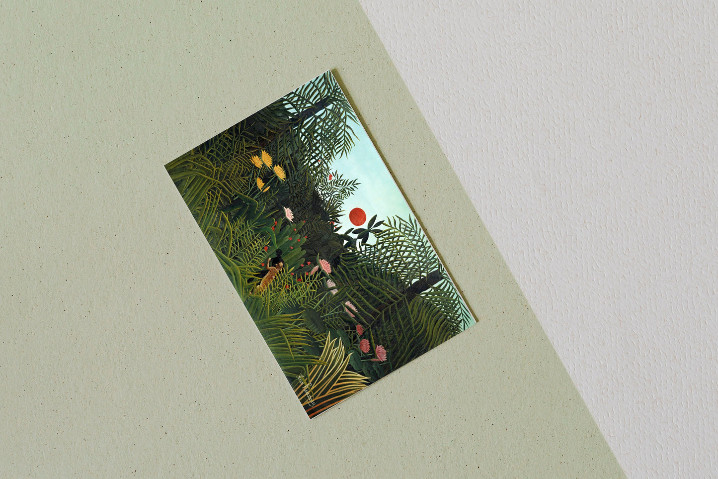 Virgin Forest with Sunset by Henri Rousseau Poster Print Illustration Wall Hanging Decor A4 A3 A2