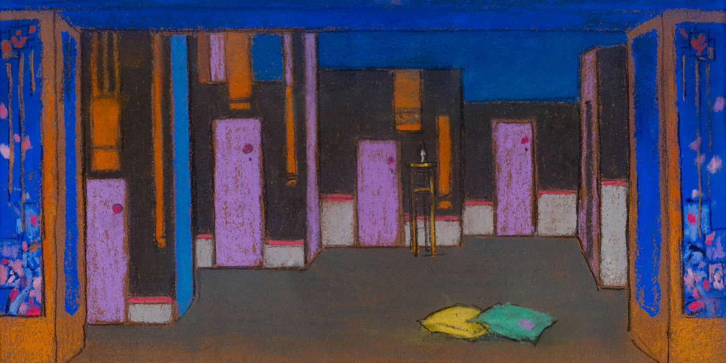 Hall with Doors by William Penhallow Henderson Painting Poster Illustration Print Wall Hanging Decor A4 A3 A2