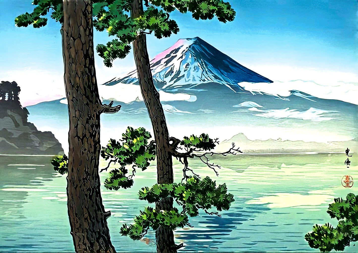 Lake Kawaguch by Tsuchiya Koitsu Japanese Art Poster Illustration Print Wall Hanging Decor A4 A3 A2