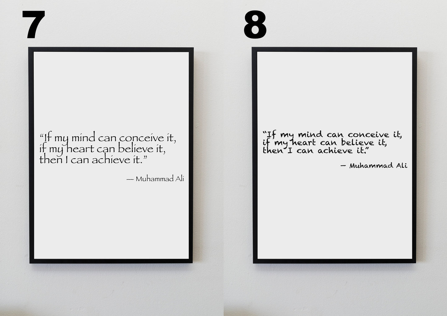 Inspirational Motivational Quote by Muhammad Ali Poster with multiple font options