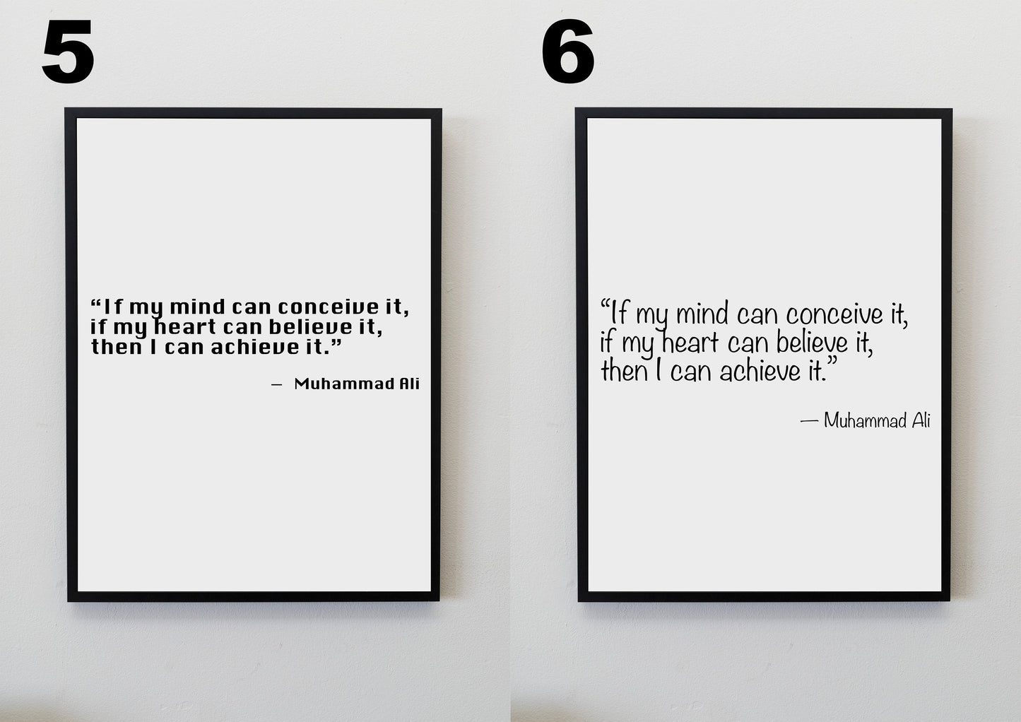 Inspirational Motivational Quote by Muhammad Ali Poster with multiple font options