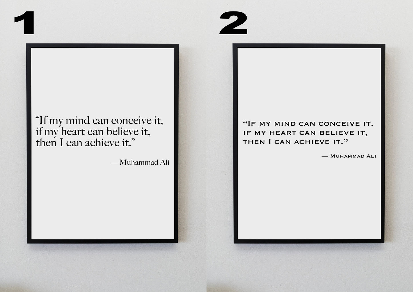 Inspirational Motivational Quote by Muhammad Ali Poster with multiple font options