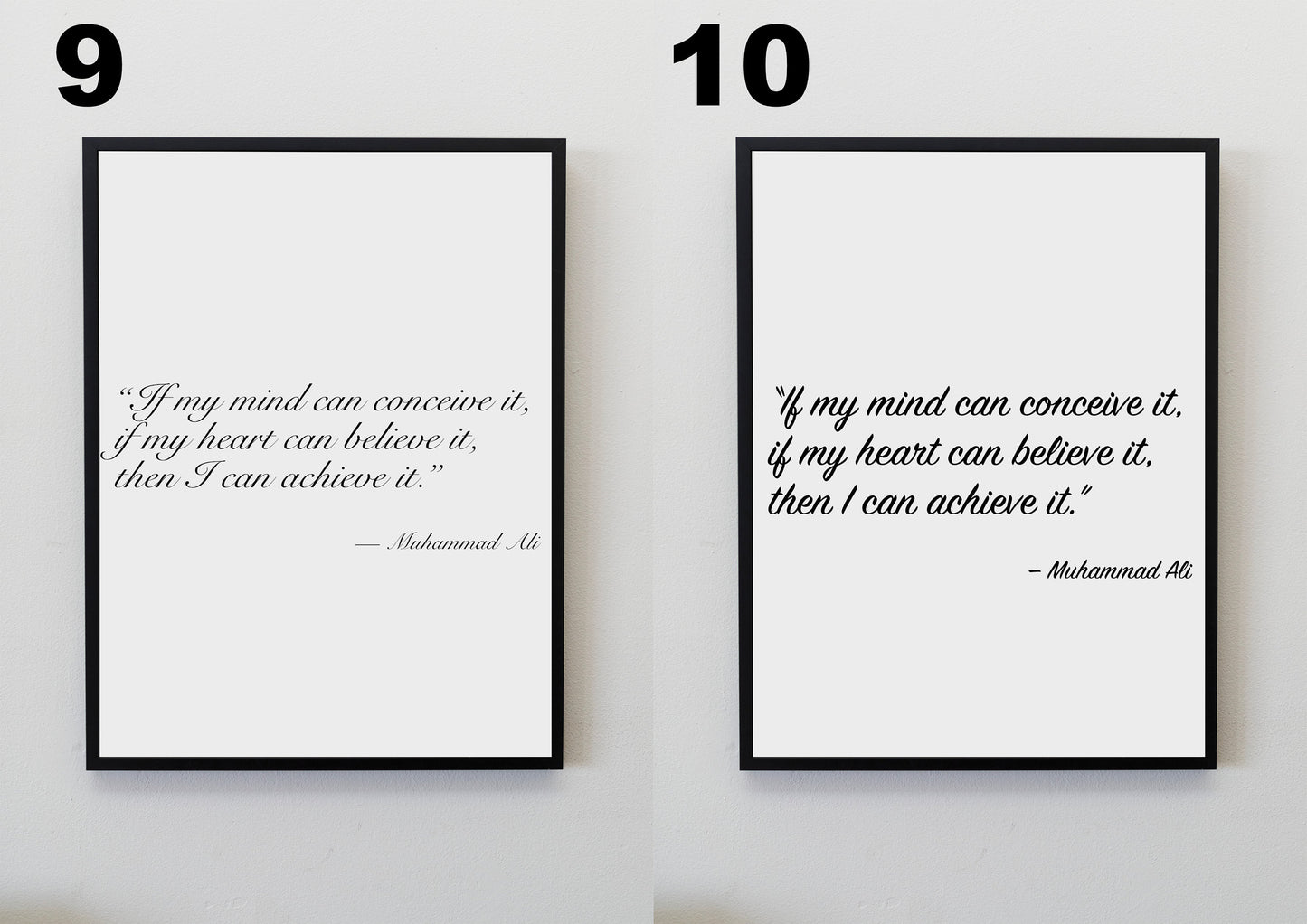 Inspirational Motivational Quote by Muhammad Ali Poster with multiple font options