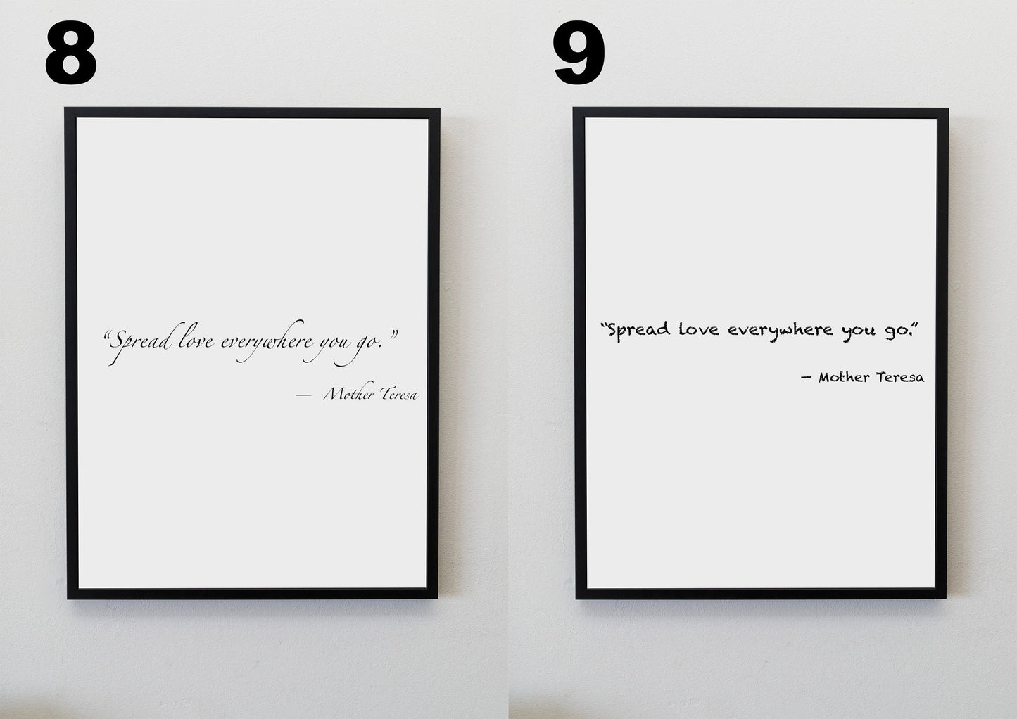 Inspirational Loving Quote by Mother Teresa Print with different font options