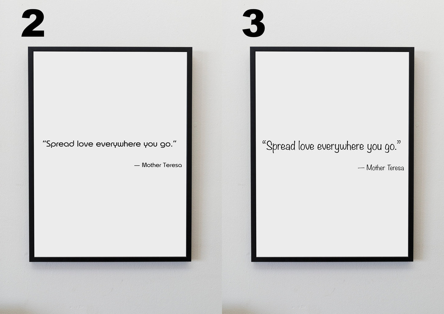 Inspirational Loving Quote by Mother Teresa Print with different font options