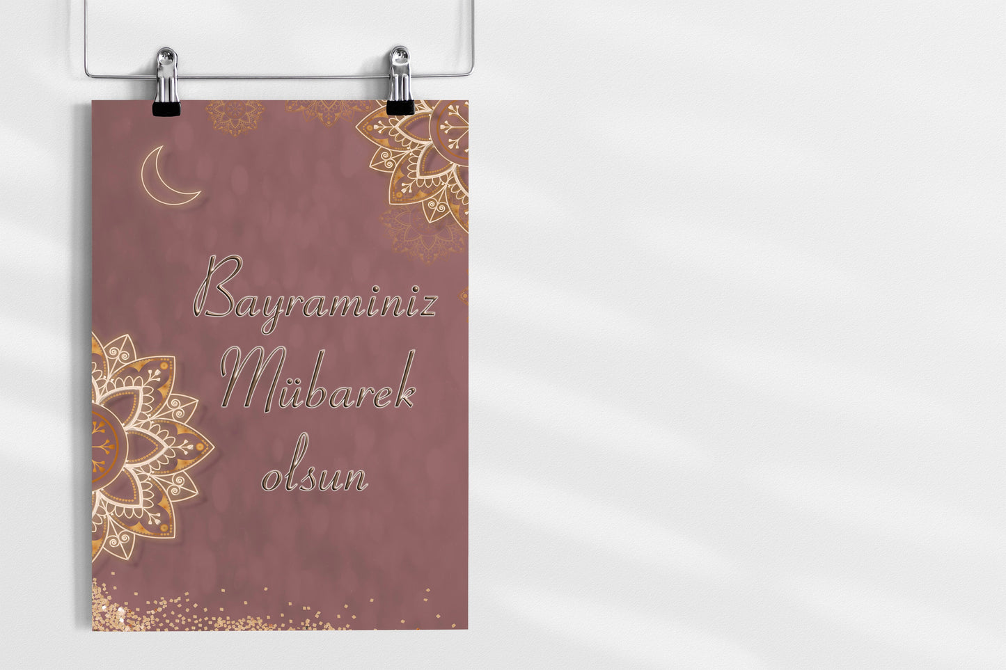 Bayraminiz Mübarek olsun, Eid Mubarak in Turkish, Islamic Decoration, Islam Print, Islam Poster Print Wall Hanging Decor A4 A3 A2