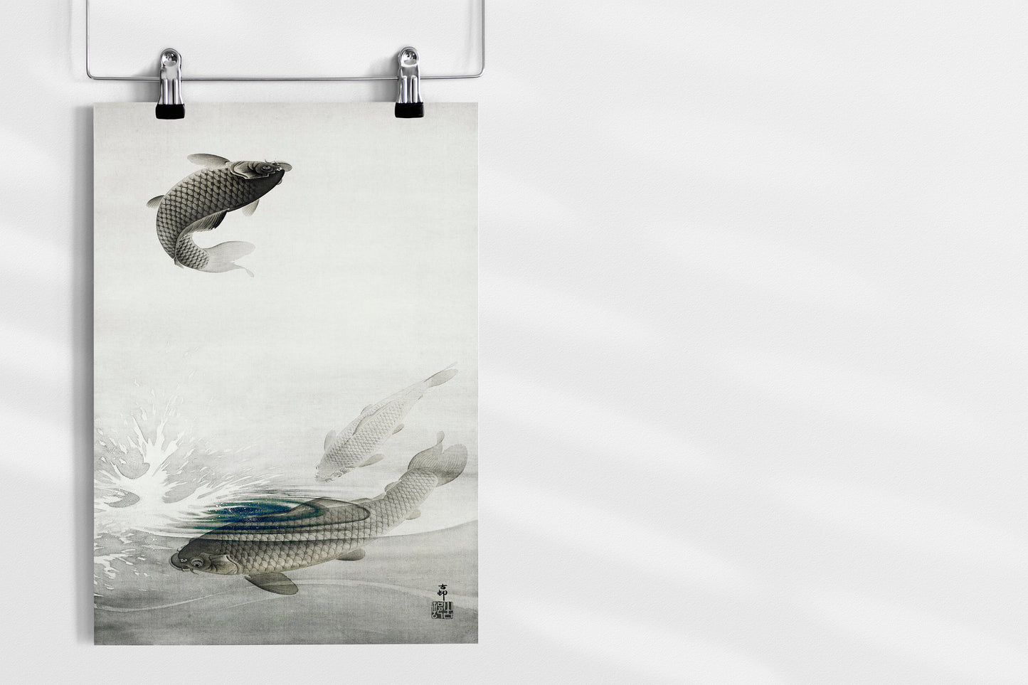 Three carps by Ohara Koson Japanese Art Poster Illustration Print Wall Hanging Decor A4 A3 A2