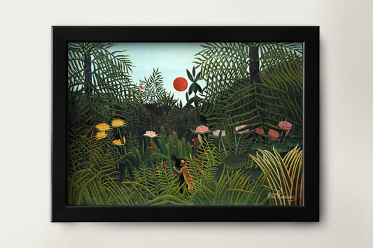Virgin Forest with Sunset by Henri Rousseau Poster Print Illustration Wall Hanging Decor A4 A3 A2