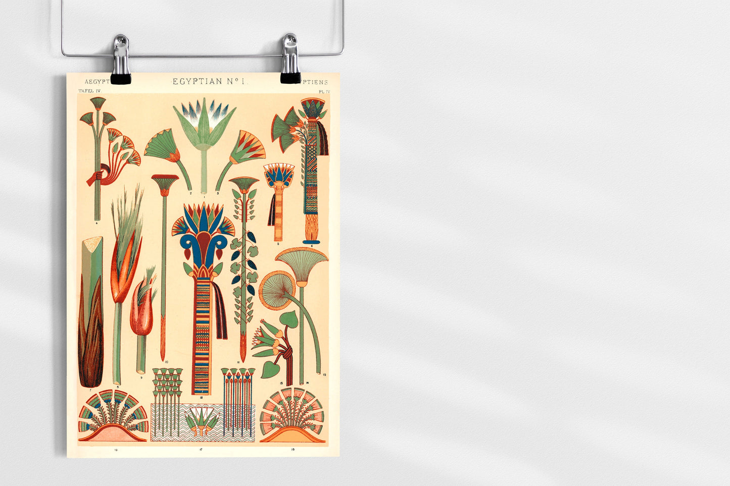 Egyptian Flowers and Ornaments Poster Illustration Print Wall Hanging Decor A4 A3 A2