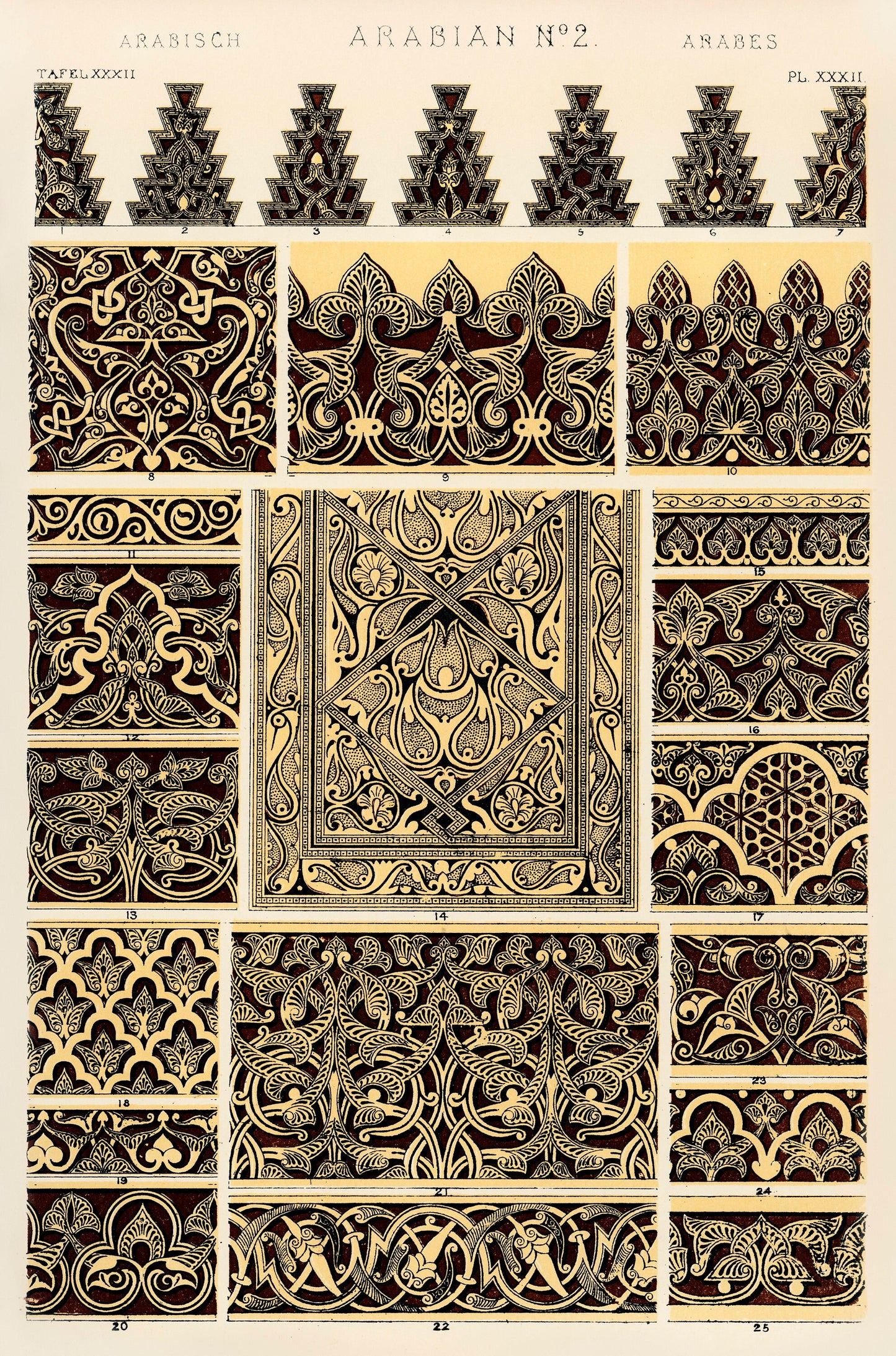 Arabian Style Abstract Patterns Illustration by Owen Jones Poster Print Wall Hanging Decor A4 A3 A2