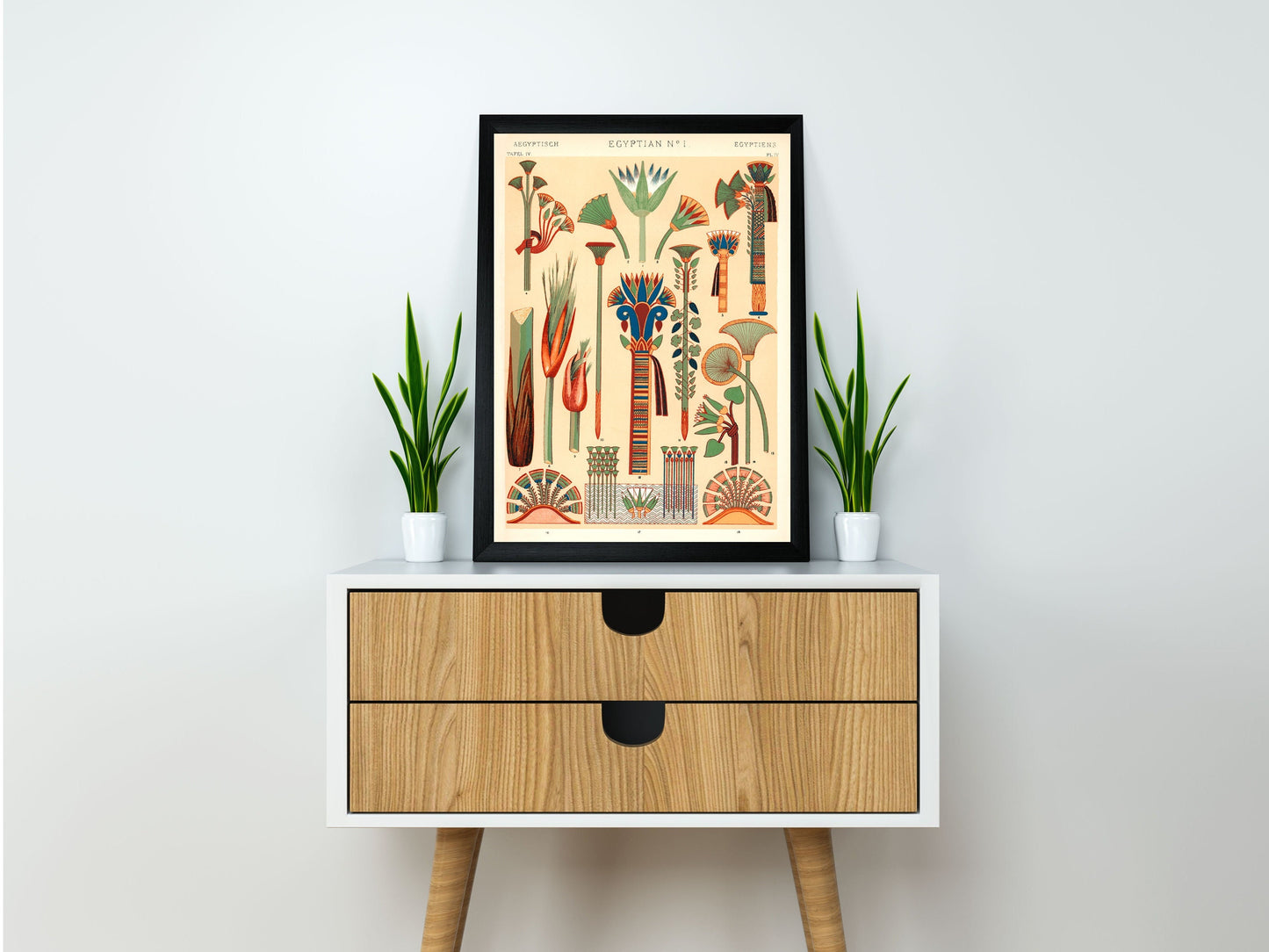 Egyptian Flowers and Ornaments Poster Illustration Print Wall Hanging Decor A4 A3 A2