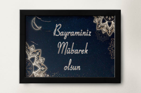 Bayraminiz Mübarek olsun, Eid Mubarak in Turkish,  Islamic Decoration, Islam Print, Islam Poster Print Wall Hanging Decor A4 A3 A2