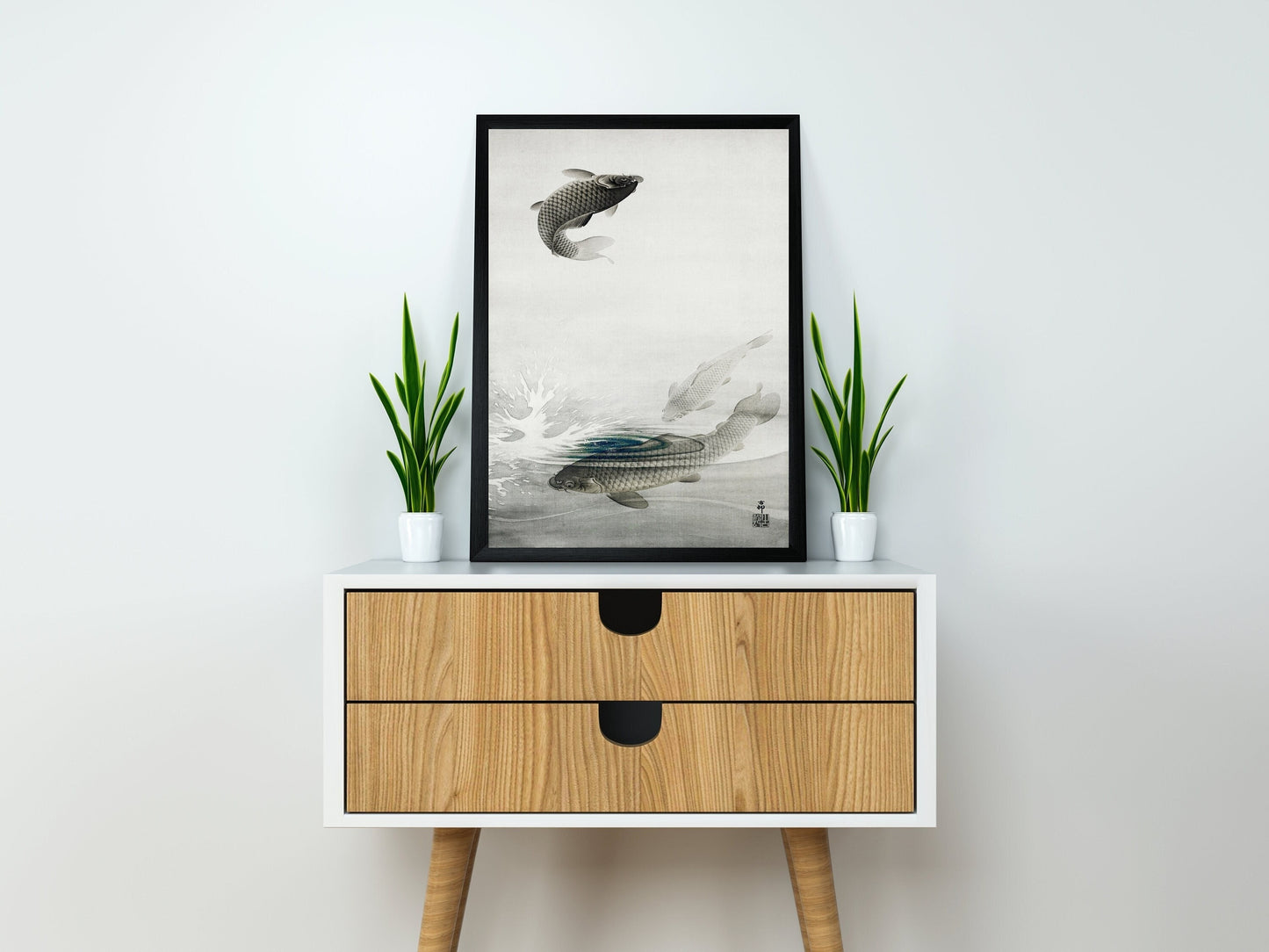 Three carps by Ohara Koson Japanese Art Poster Illustration Print Wall Hanging Decor A4 A3 A2