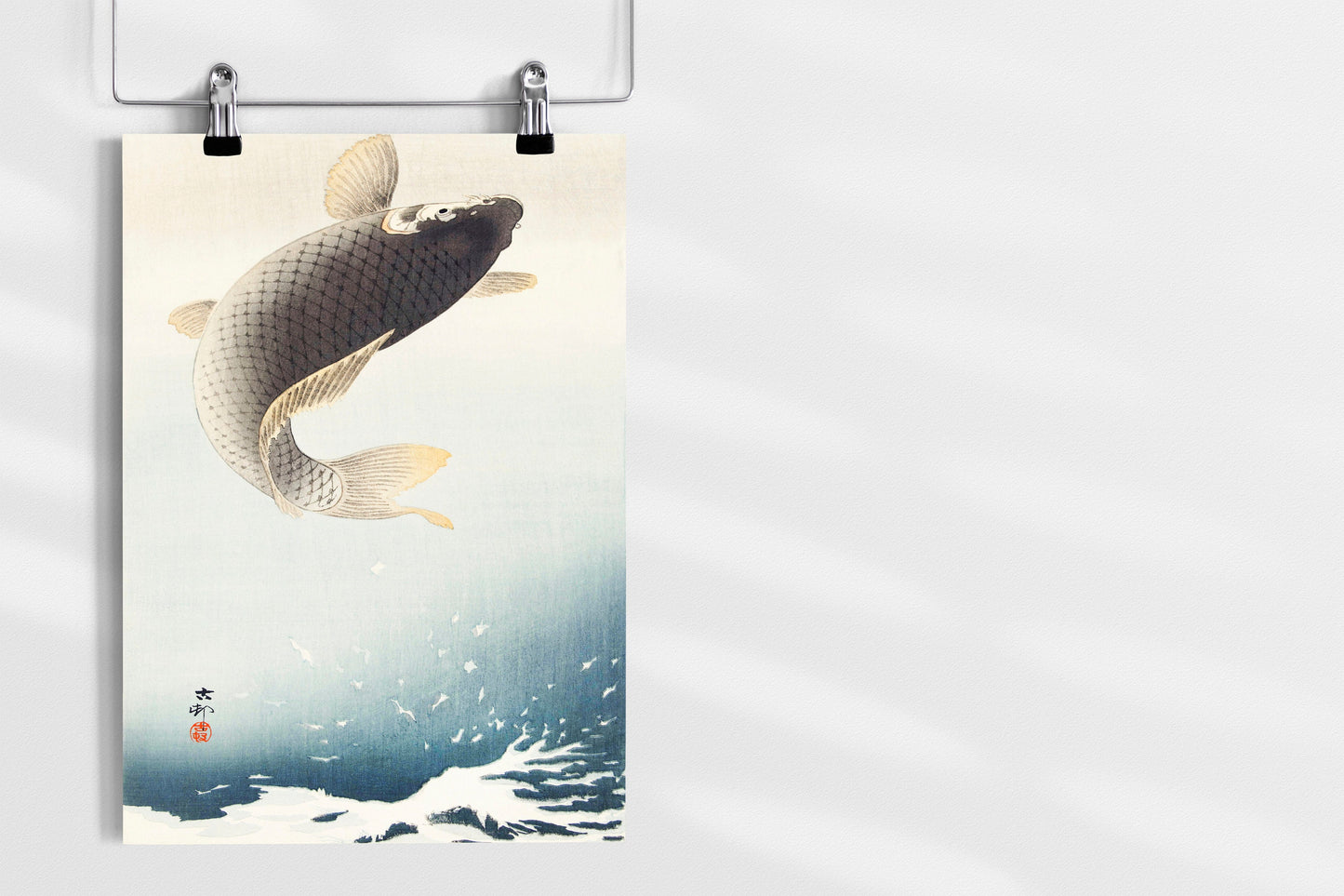 A jumping carp by Ohara Koson Poster Illustration Print Wall Hanging Decor A4 A3 A2