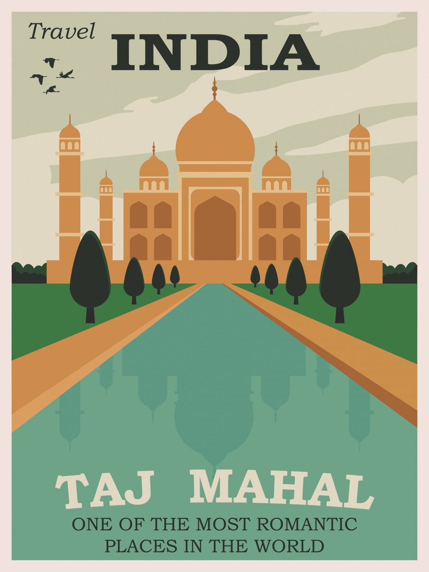 Taj Mahal Travel Poster | Taj Mahal Poster | India Travel Poster | Visit India Poster | India Travel Prints | Indian Wall Art | Indian Art