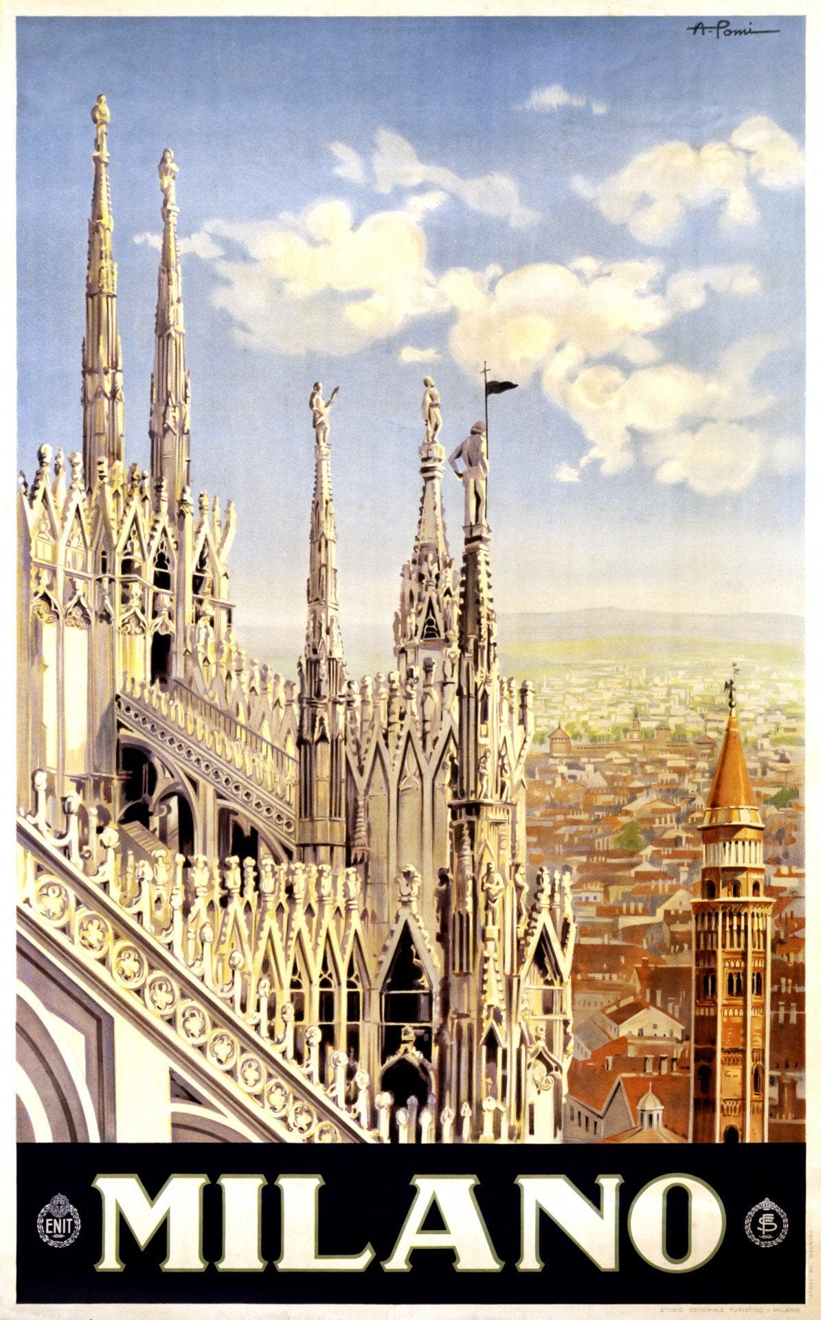 Vintage Milan Travel Poster | Milan Travel Print | Italy Travel Poster | Vintage Cathedral Art | Italy Art Print | Lombardy Poster | Milan
