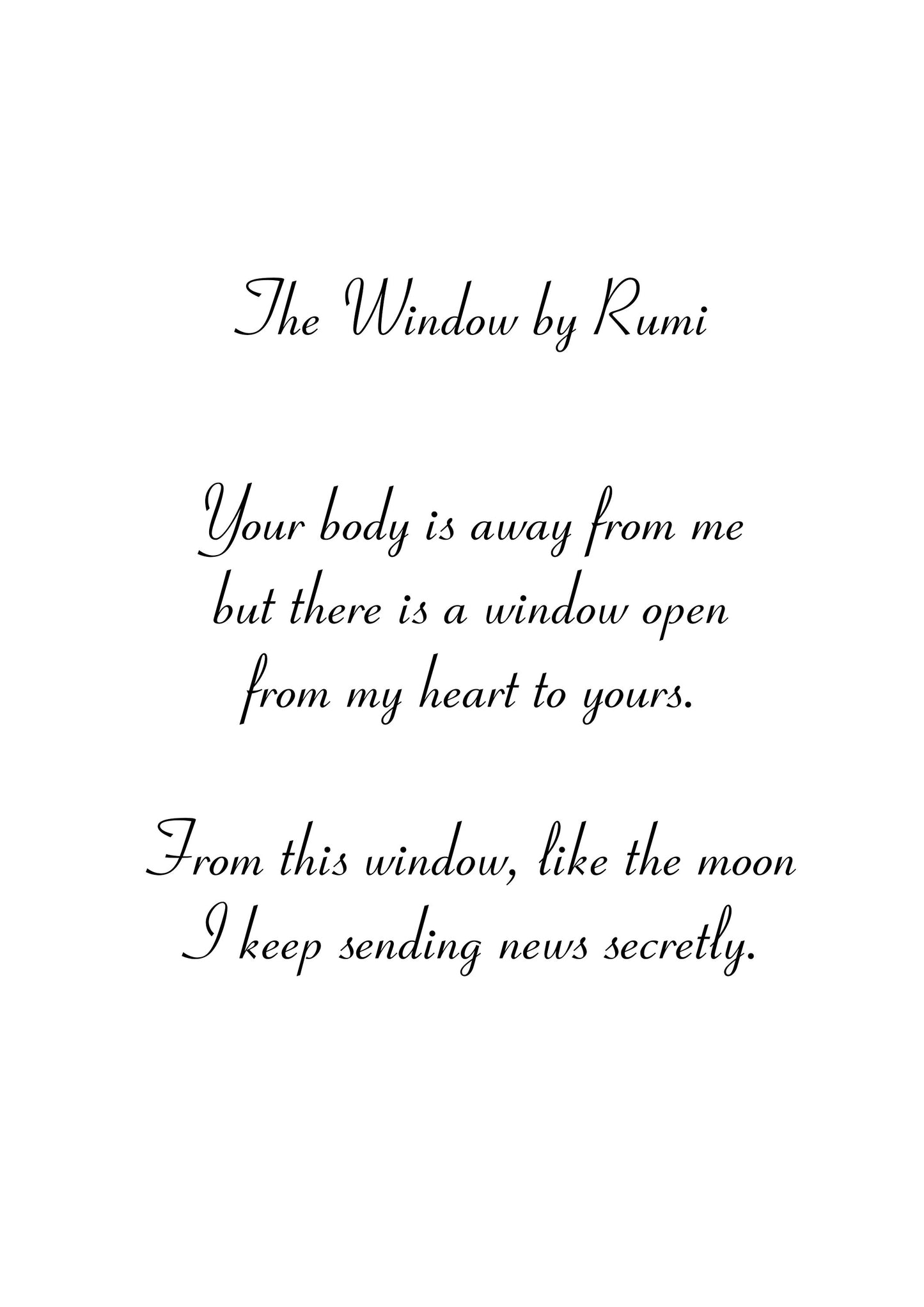 The Window by Rumi | Poem by Rumi | Rumi Quote Wall Art | Grief Quote Wall Decor | Grief Poem Wall Art | Gift for grieving friend | Rumi Art