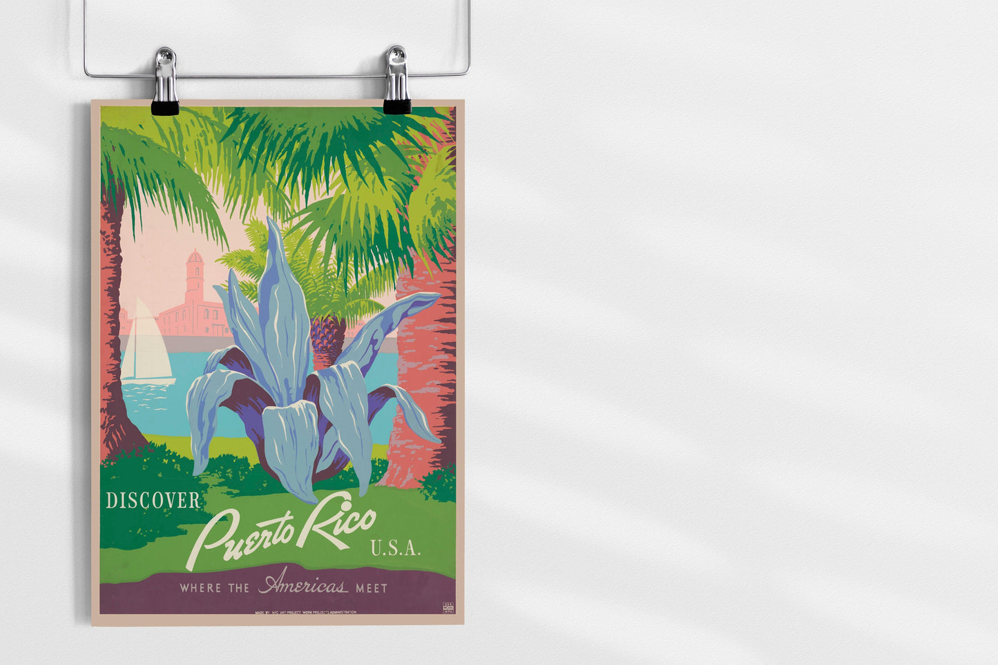 Puerto Rico Travel Poster | Retro Puerto Rico Travel Print | Retro Travel Wall Art | Puerto Rico Poster | Plant Poster | Tropical Wall ARt