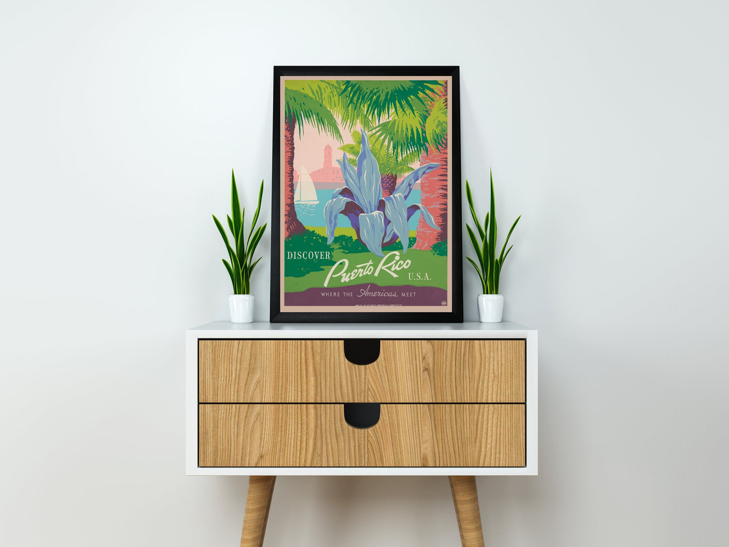 Puerto Rico Travel Poster | Retro Puerto Rico Travel Print | Retro Travel Wall Art | Puerto Rico Poster | Plant Poster | Tropical Wall ARt