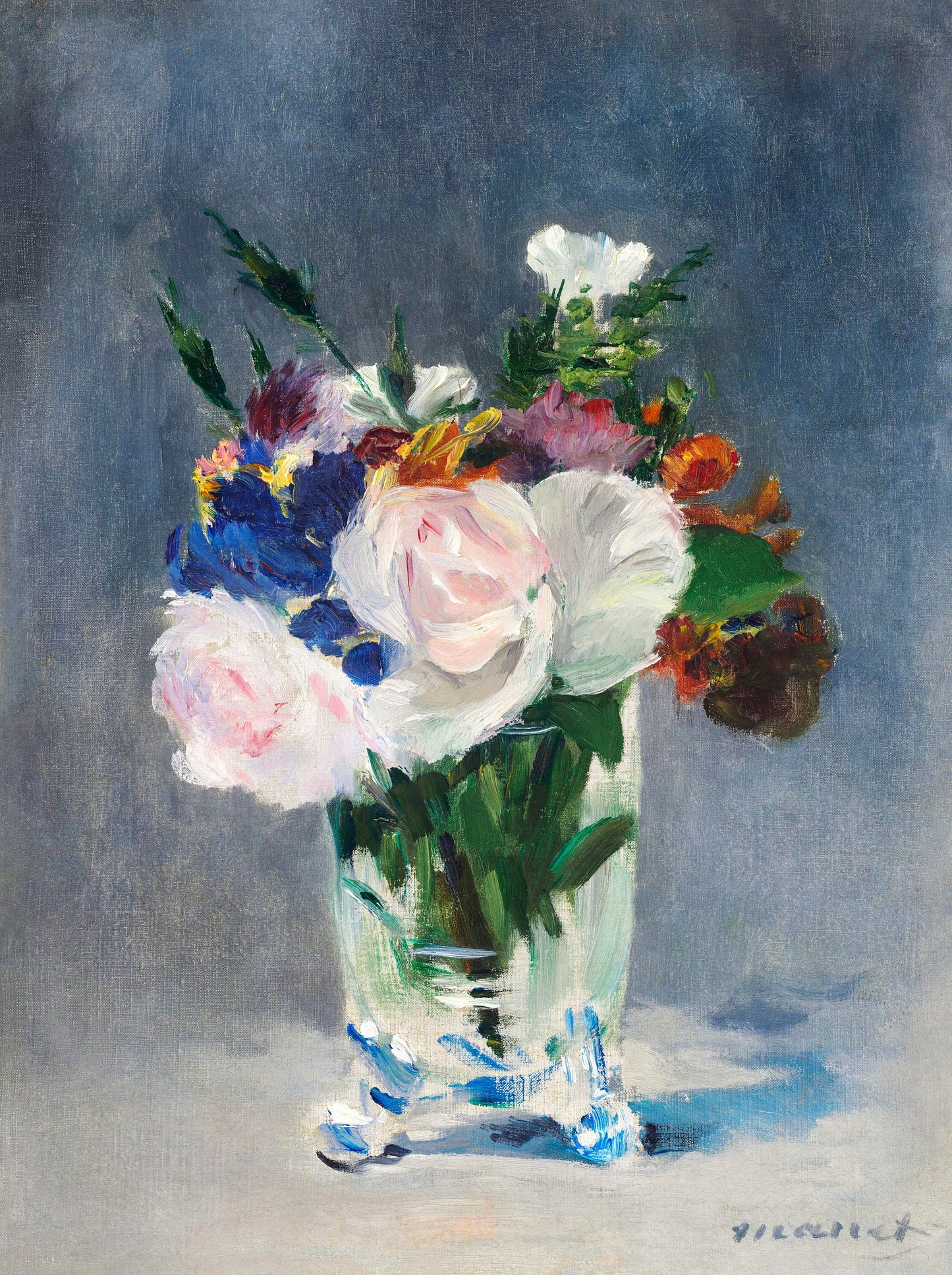Flowers in a Crystal Vase by Edouard Manet | Flower Wall Art | Aesthetic Room Decor | Flowers Bouquet Wall Art | Kitchen Wall Decor