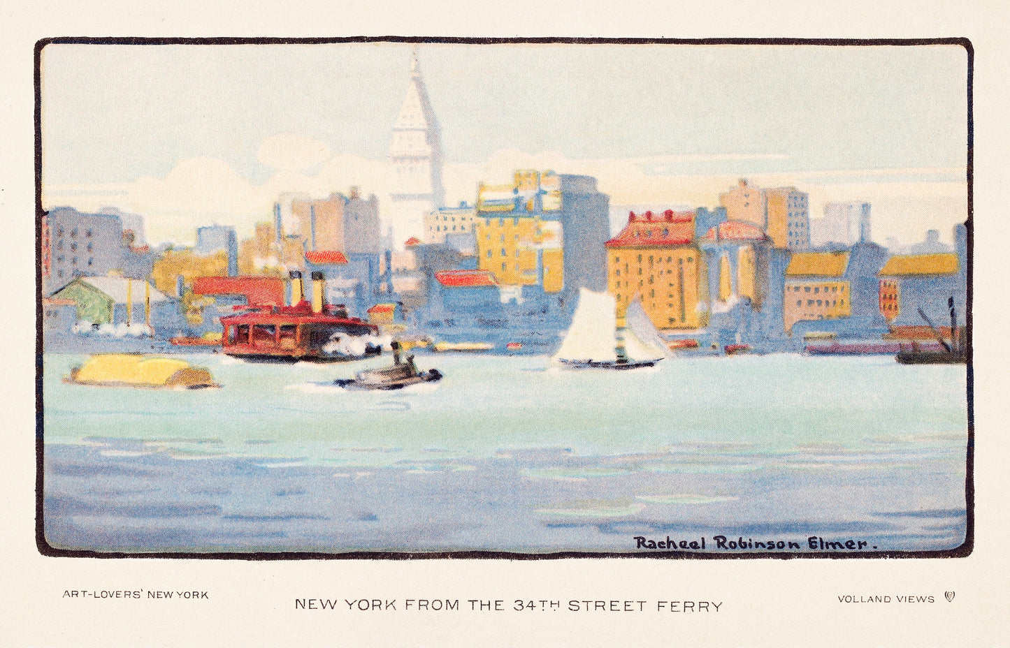 New York from the 34th Street Ferry (1914) by Rachael Robinson Elmer | New York Wall Art | Landscape Wall Art | New York Painting Prints