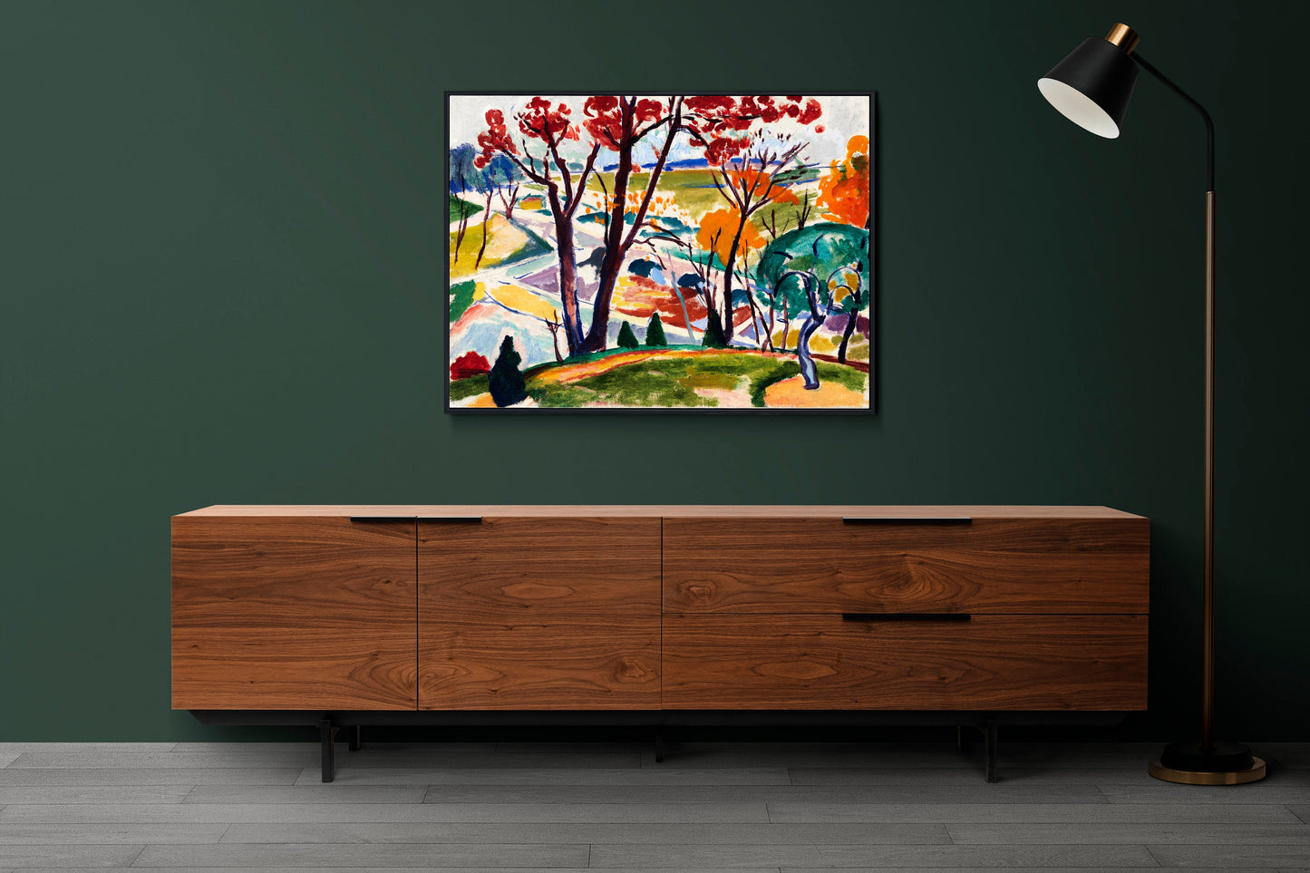 Landscape, Bridge, Huntingdon Valley (ca.1915–1916) by Henry Lyman Sayen | Colourful Wall Art | Landscape Wall Art | Abstract Wall Art