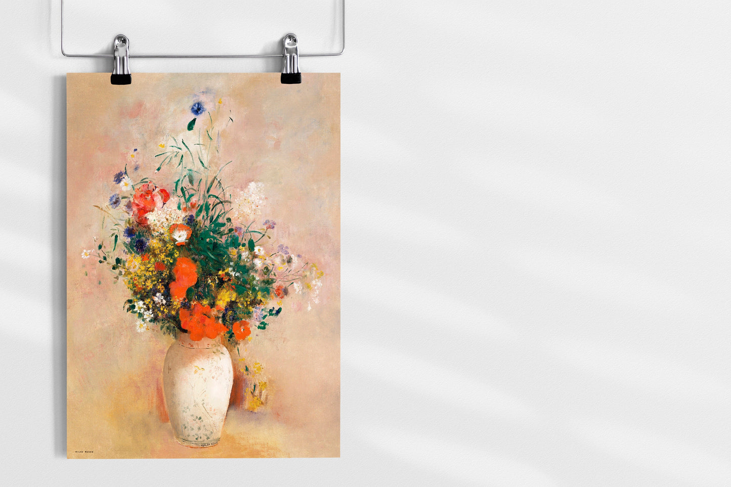 Vase of Flowers (Pink Background) (1906) by Odilon Redon | Flower Wall Art | Pink Wall Art | Flowers Bouquet Wall Art | Living Room Decor