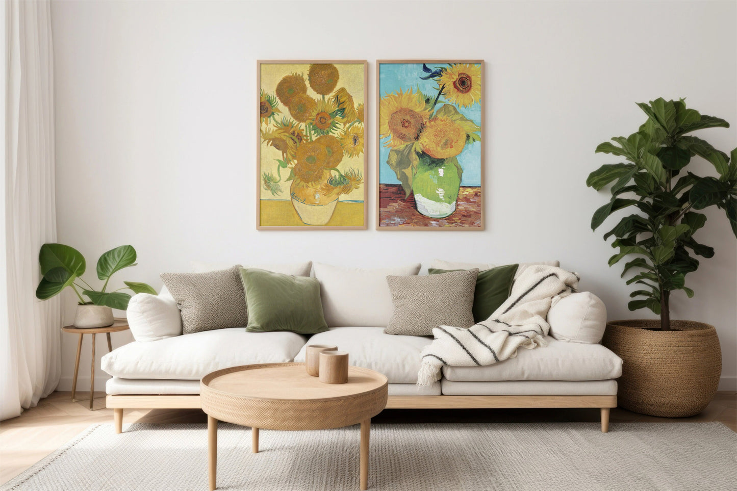 a living room filled with furniture and a painting on the wall