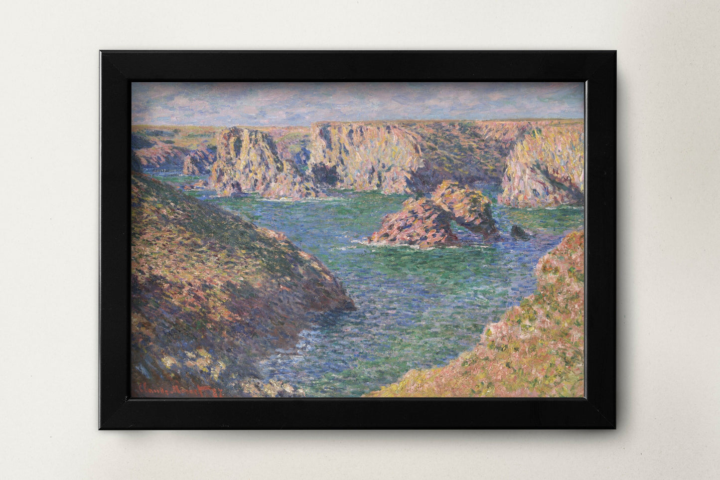 a painting hanging on the wall of a room