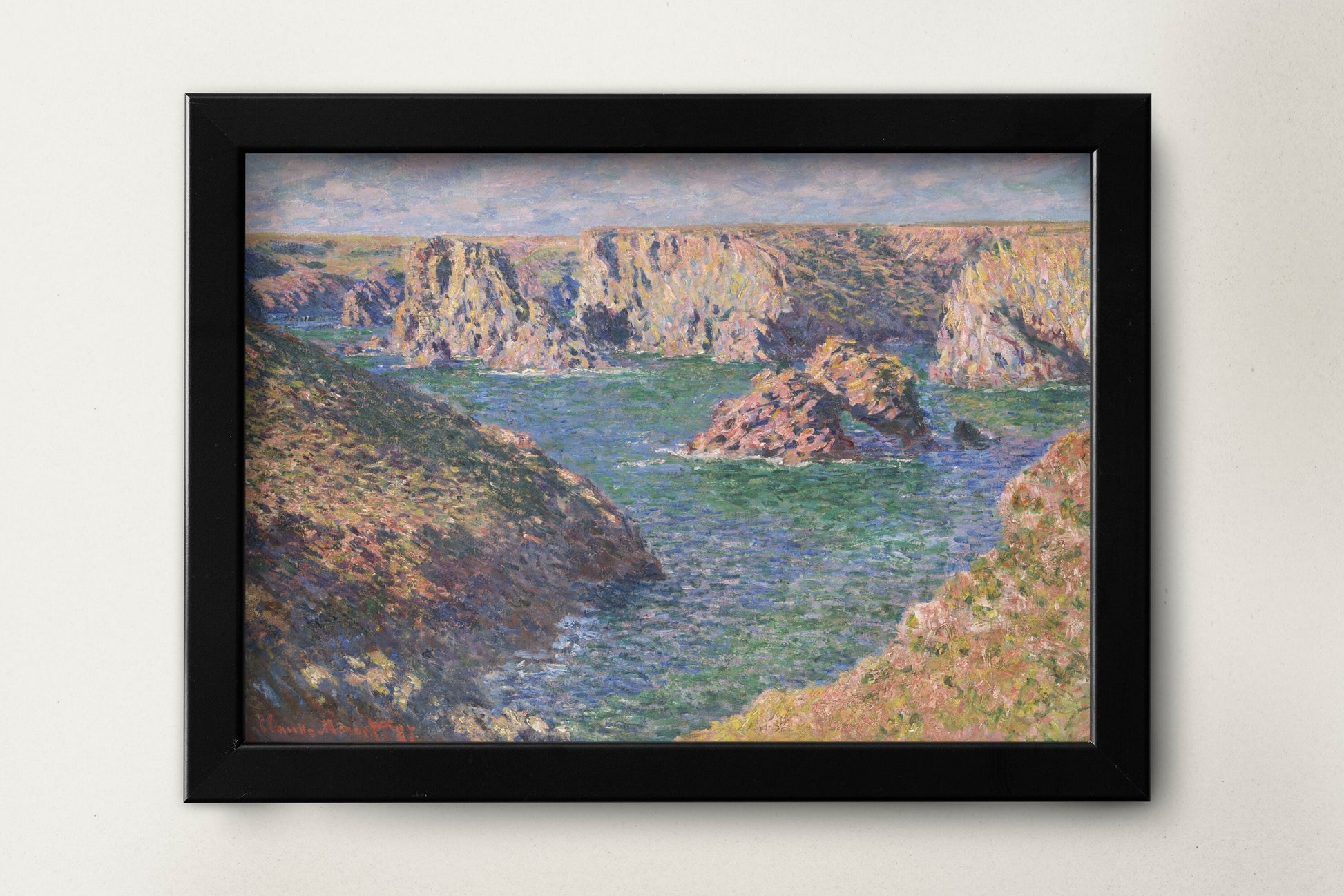 a painting hanging on the wall of a room