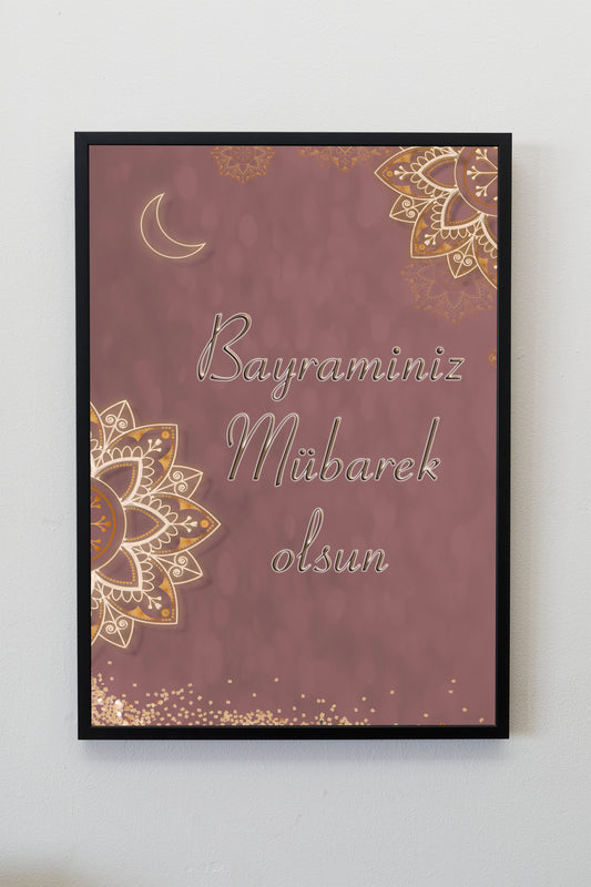 Bayraminiz Mübarek olsun, Eid Mubarak in Turkish, Islamic Decoration, Islam Print, Islam Poster Print Wall Hanging Decor A4 A3 A2