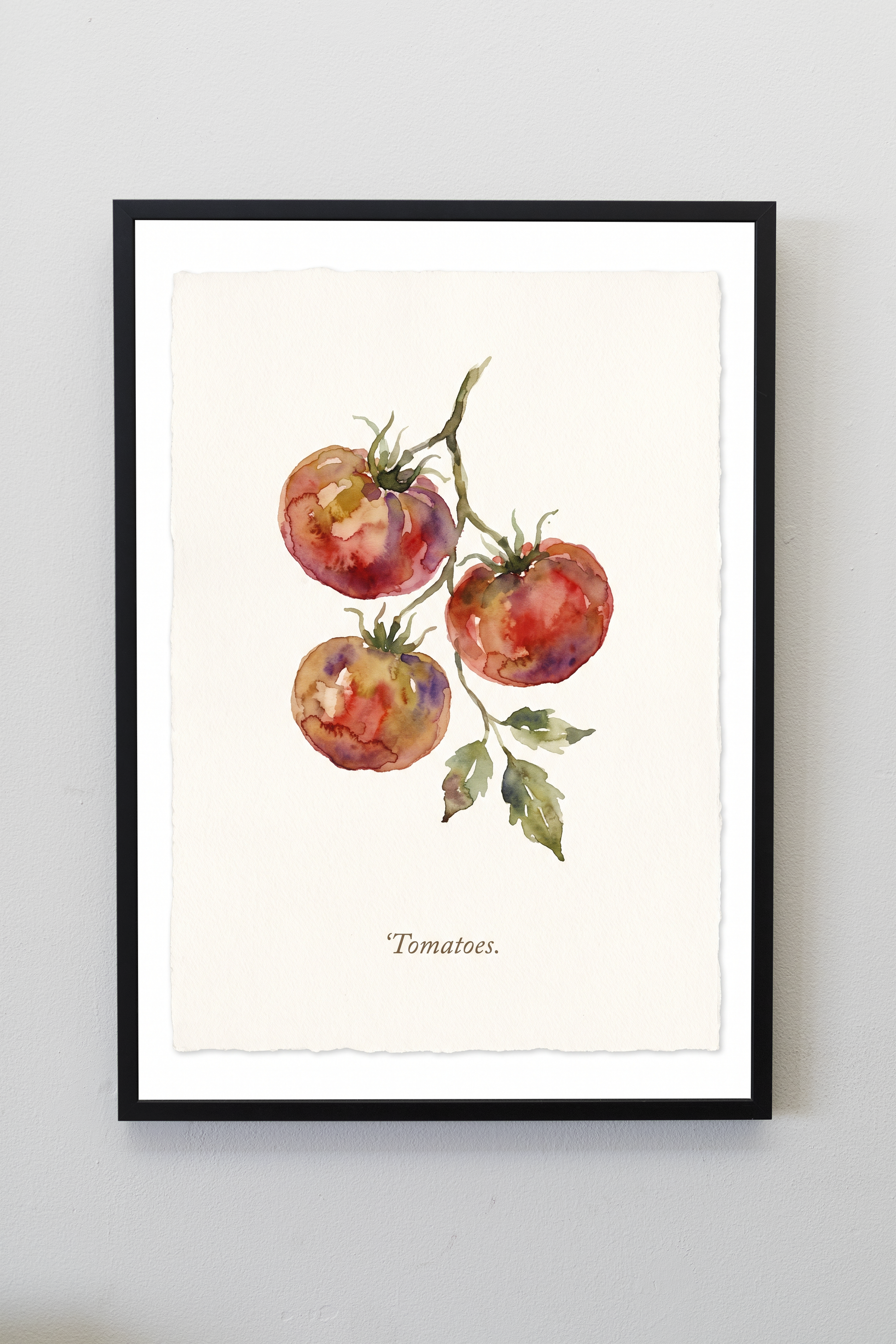 Tomatoes kitchen print framed on a gallery wall