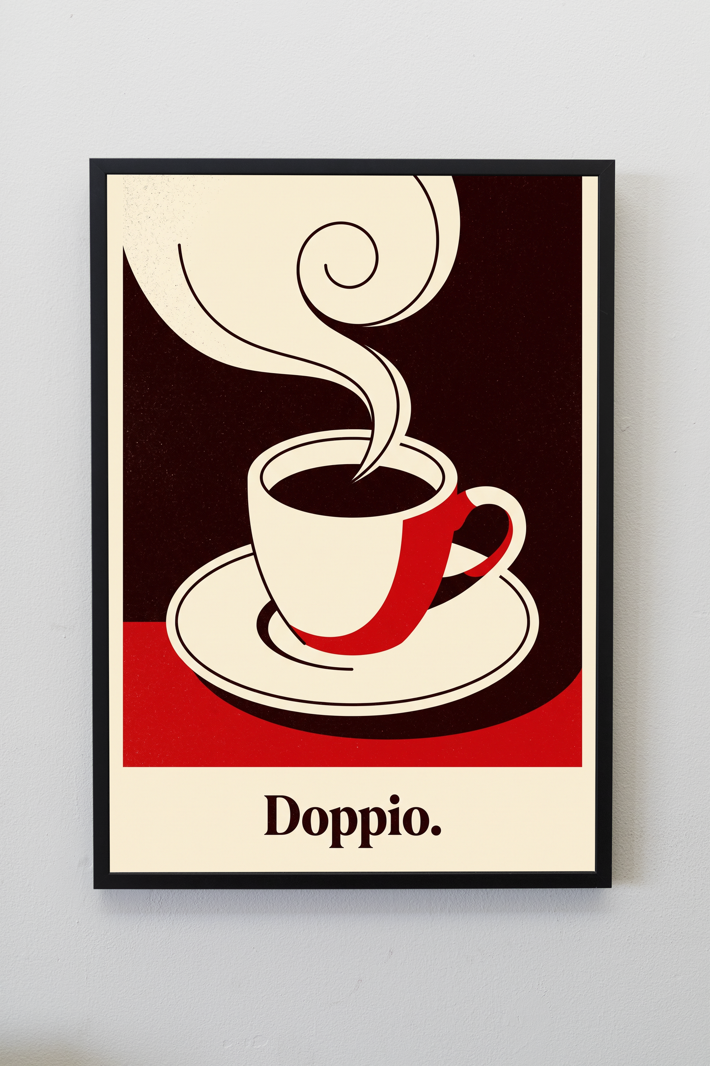 Doppio espresso print framed on a gallery wall