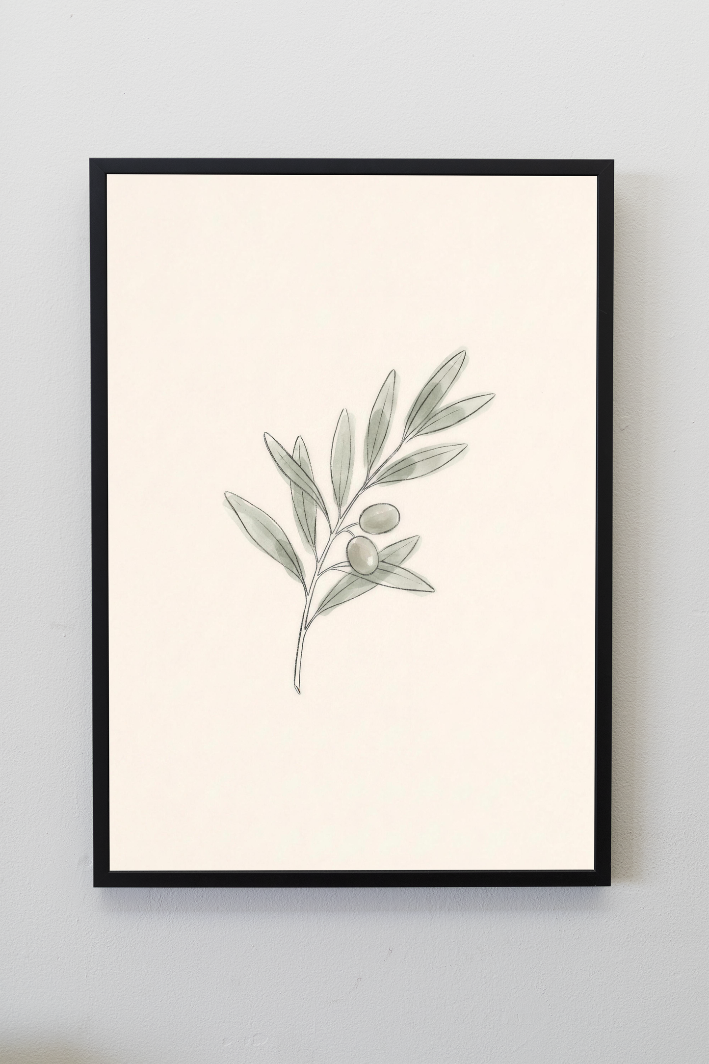 Olive Stem print framed on a gallery wall
