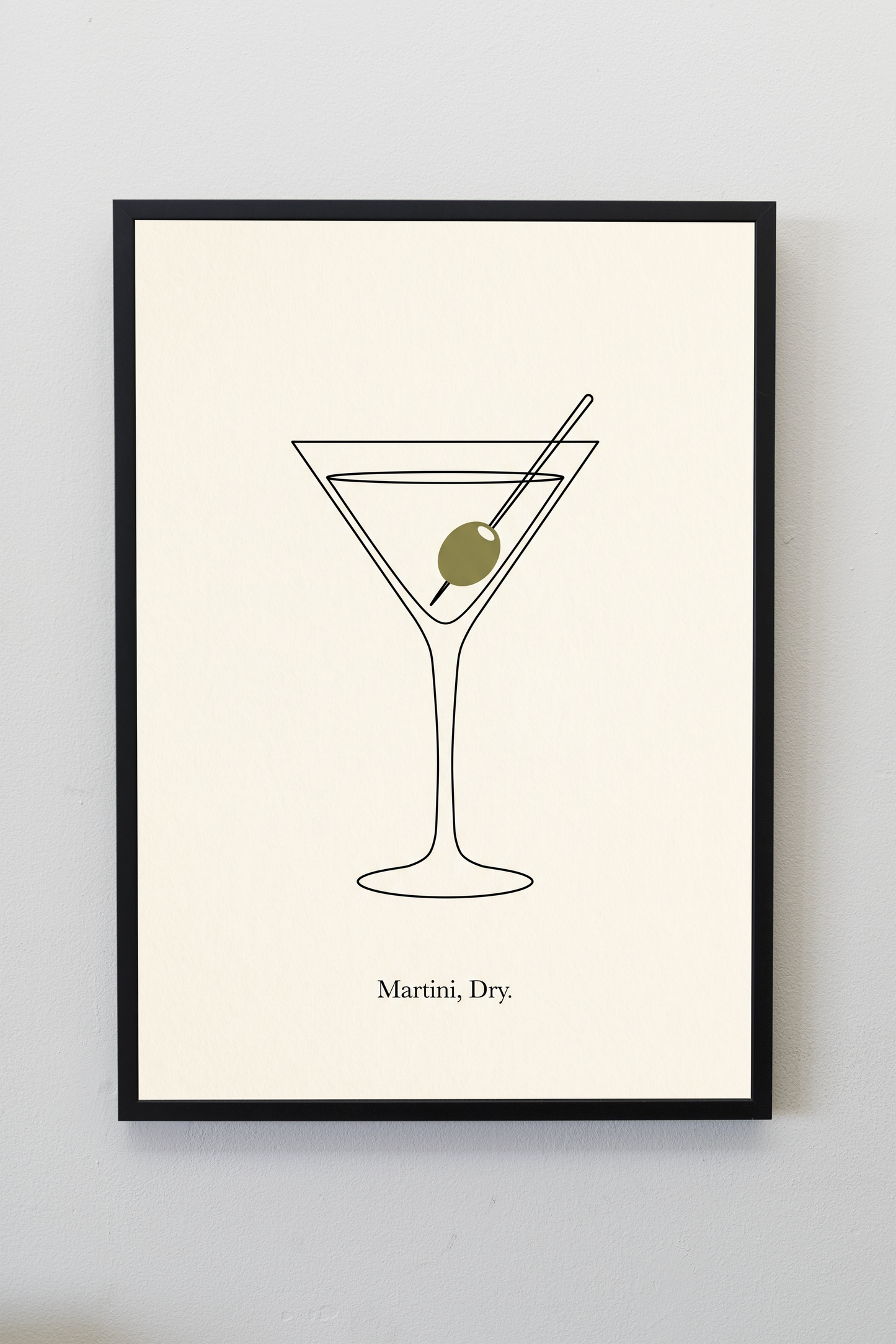 Martini Dry print framed on a gallery wall