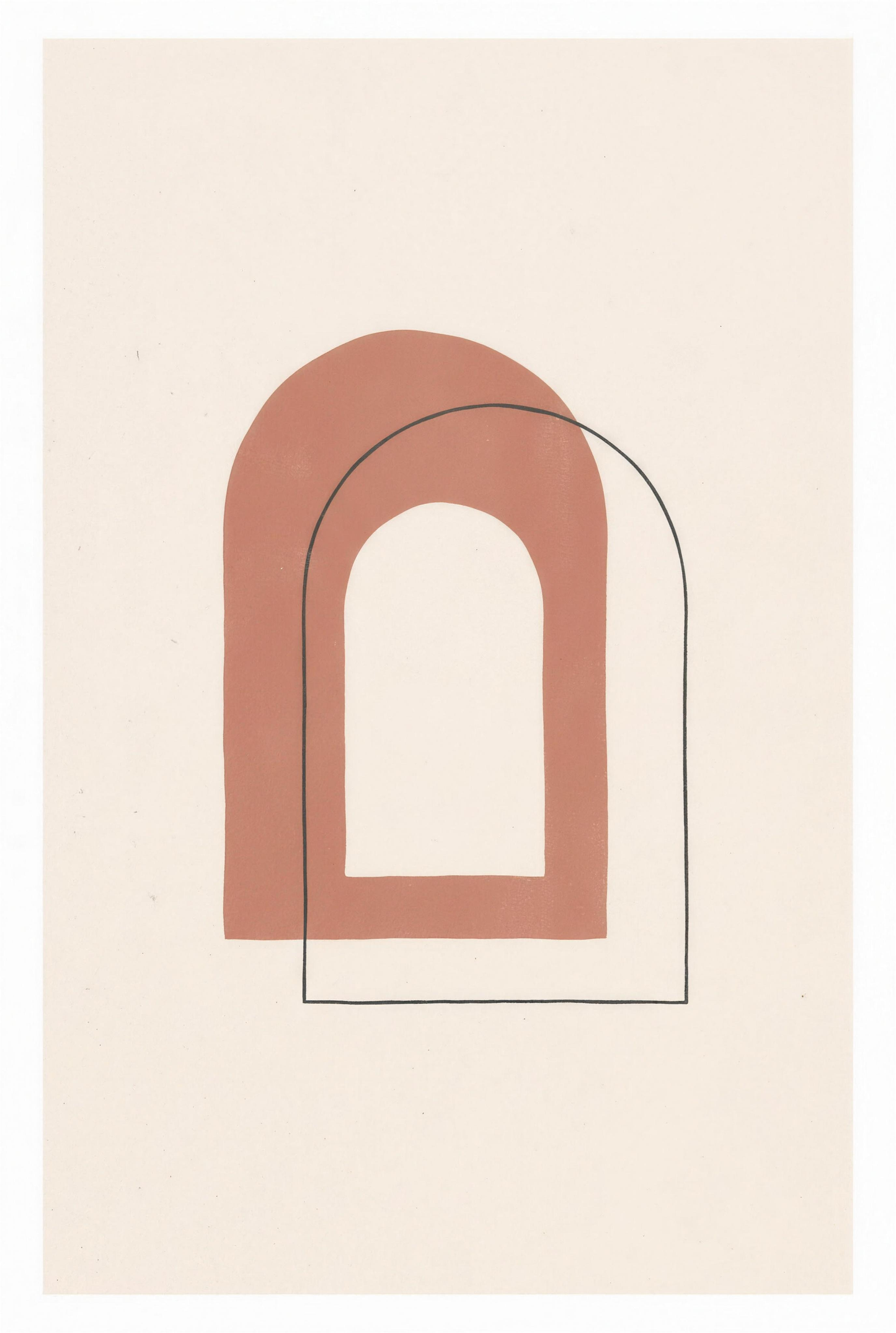 Arch Study II terracotta and charcoal arch print on cream