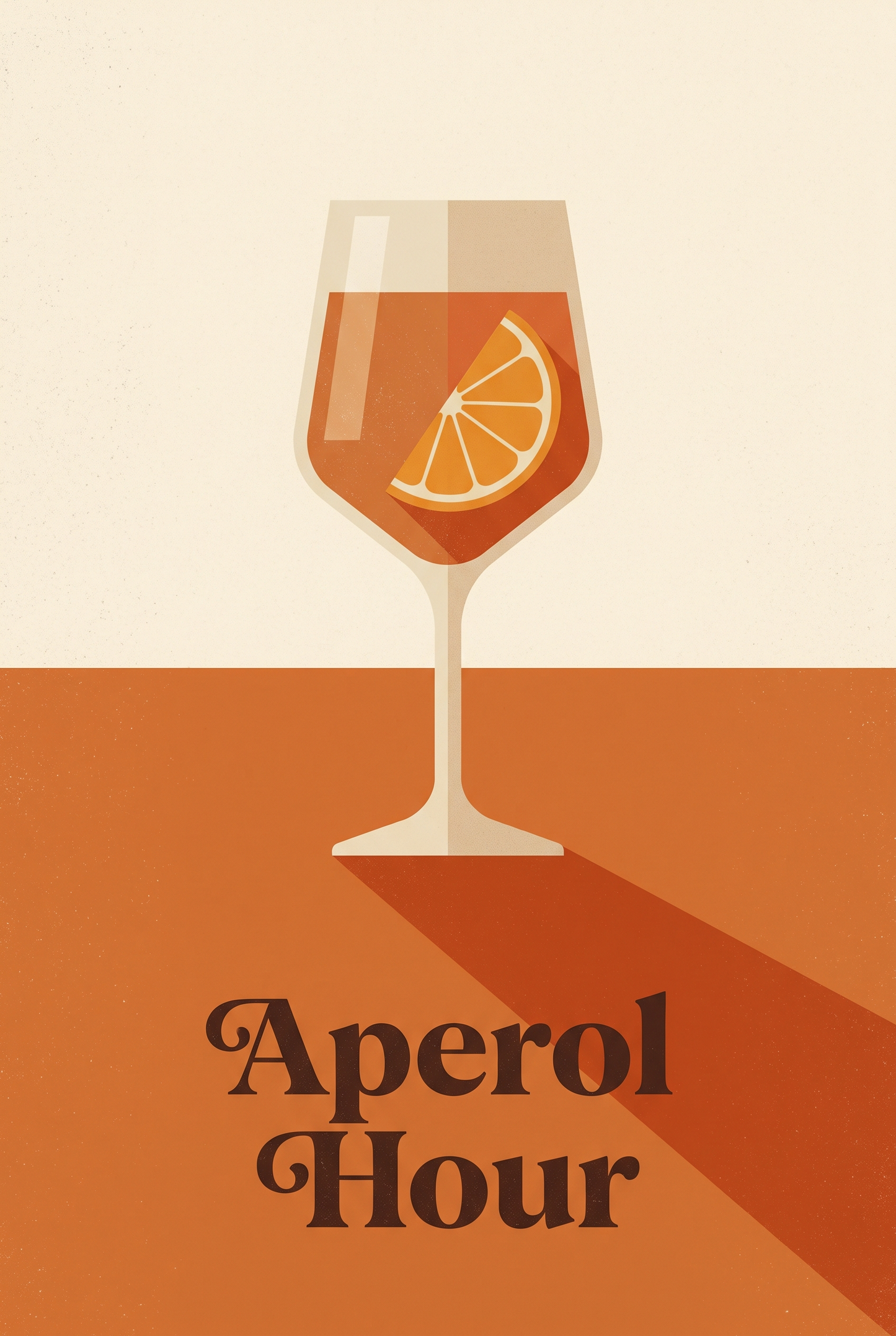 Aperol Hour retro Italian cocktail print in cream and burnt orange