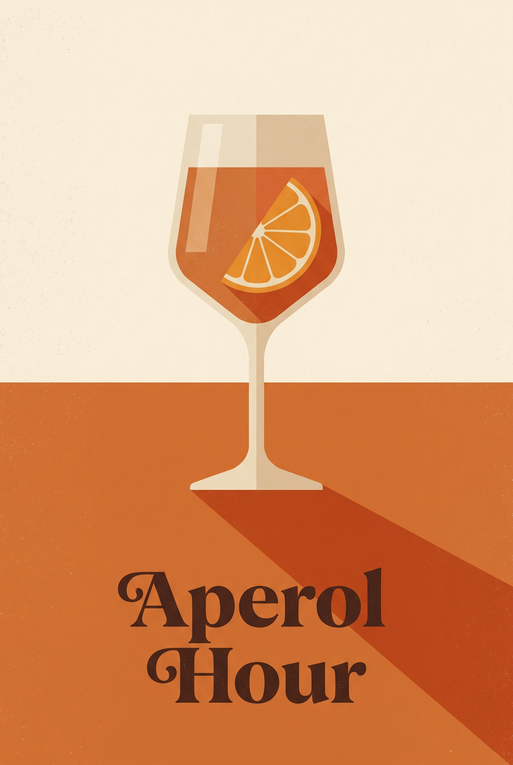 Aperol Hour retro Italian cocktail print in cream and burnt orange