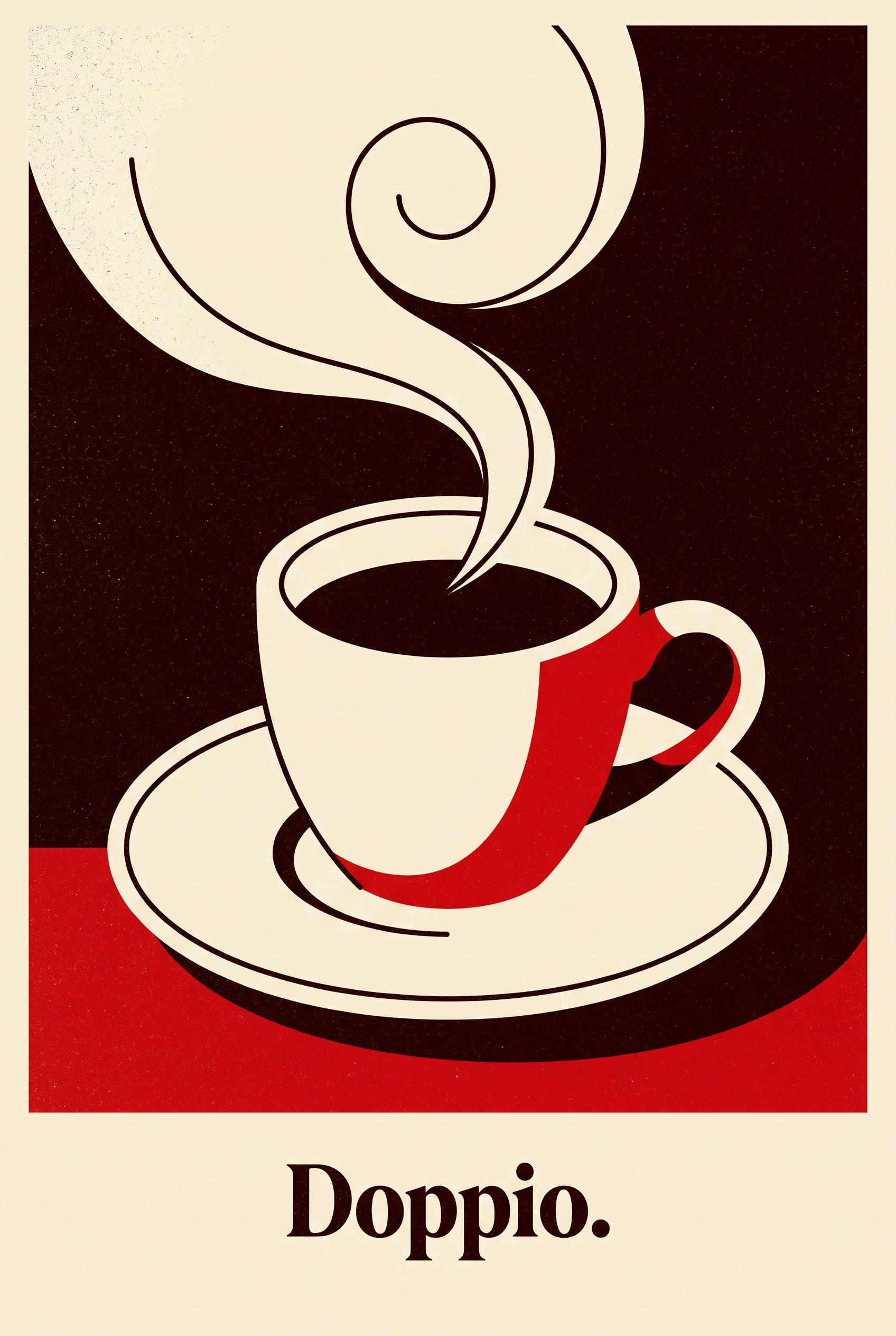 Doppio retro Italian espresso print in cream and espresso brown