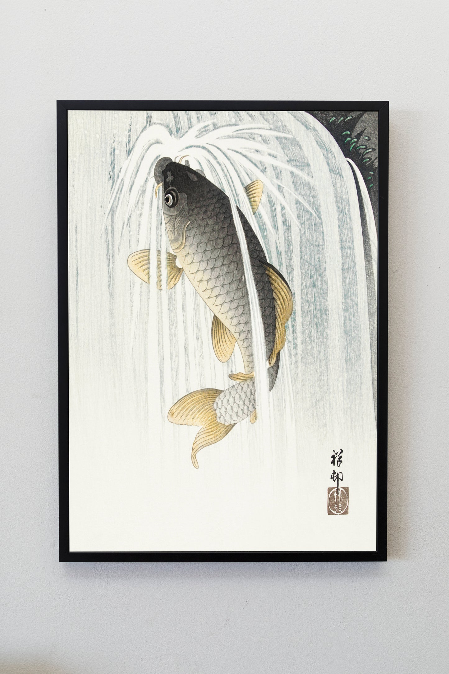 A jumping carp by Ohara Koson Poster Illustration Print Wall Hanging Decor A4 A3 A2