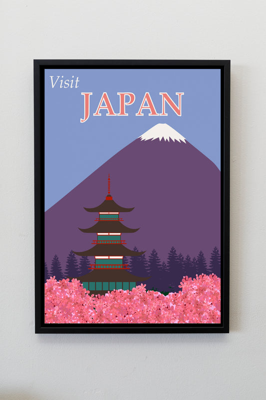 Visit Japan Mount Fuji Vintage Travel Poster Print Wall Hanging Decor