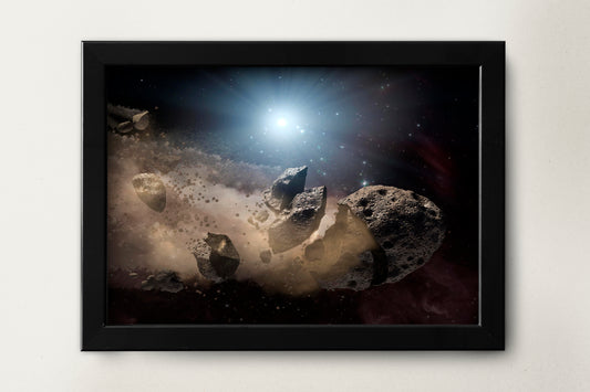 Asteroids and Stars Space Poster Print Wall Hanging Decor