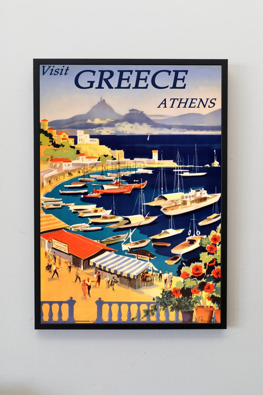 Greece Athens Travel Poster Print Wall Hanging Decor