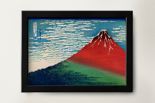 Fine Wind Clear Morning by Katsushika Hokusai a traditional Ukyio-e style illustration of Mount Fuji Vintage Print Poster Wall Hanging Decor