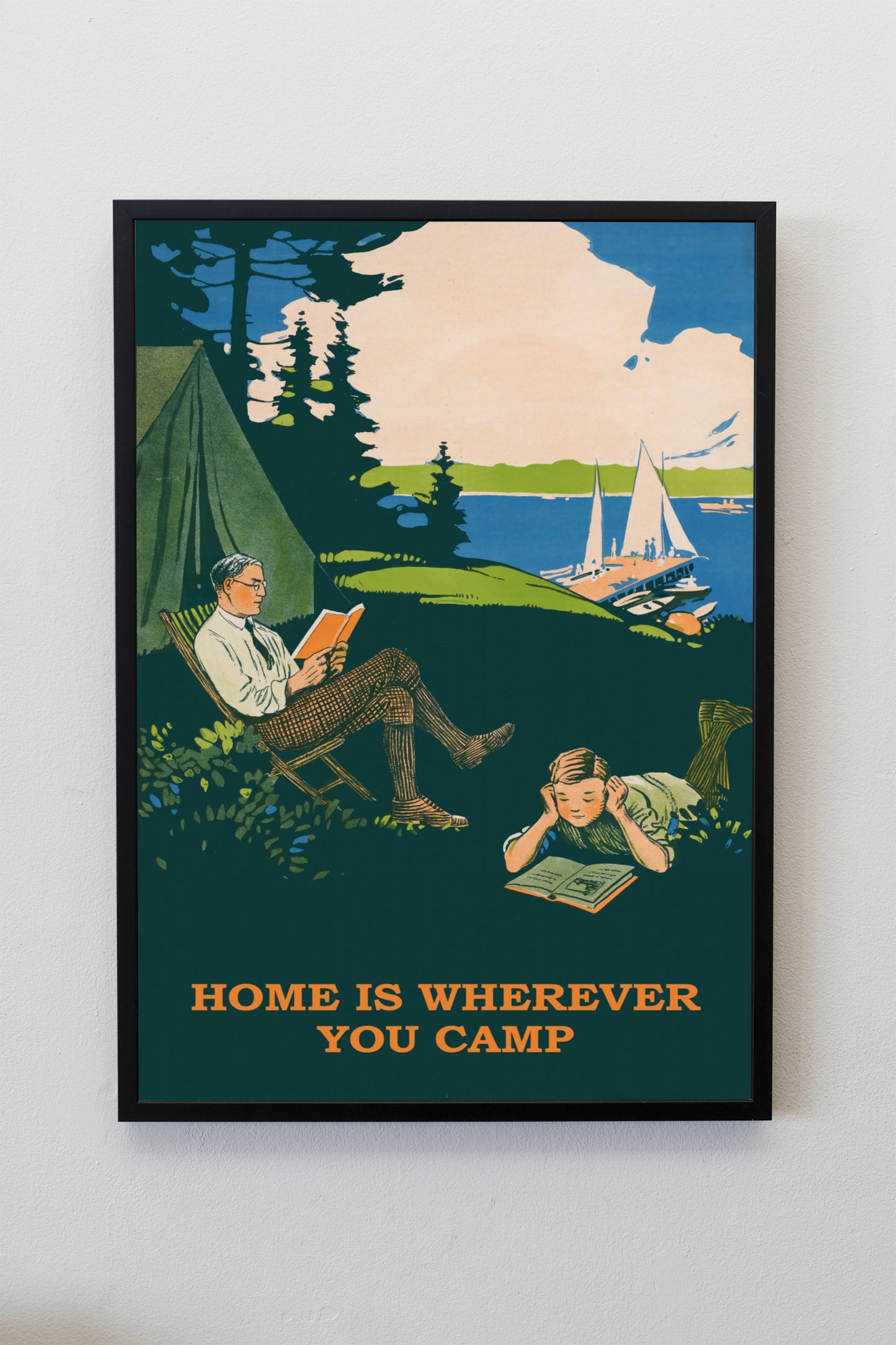 Vintage Camping Poster Print Wall Hanging Decor