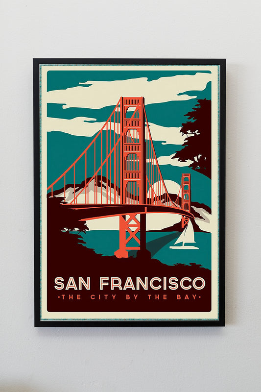 The Golden Gate Bridge San Francisco Travel Poster Print Wall Hanging Decor