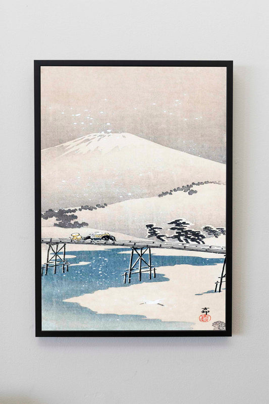 Snowy landscape with Mount Fuji by Ohara Koson Japanese Art Print Poster Wall Hanging Decor A4 A3 A2