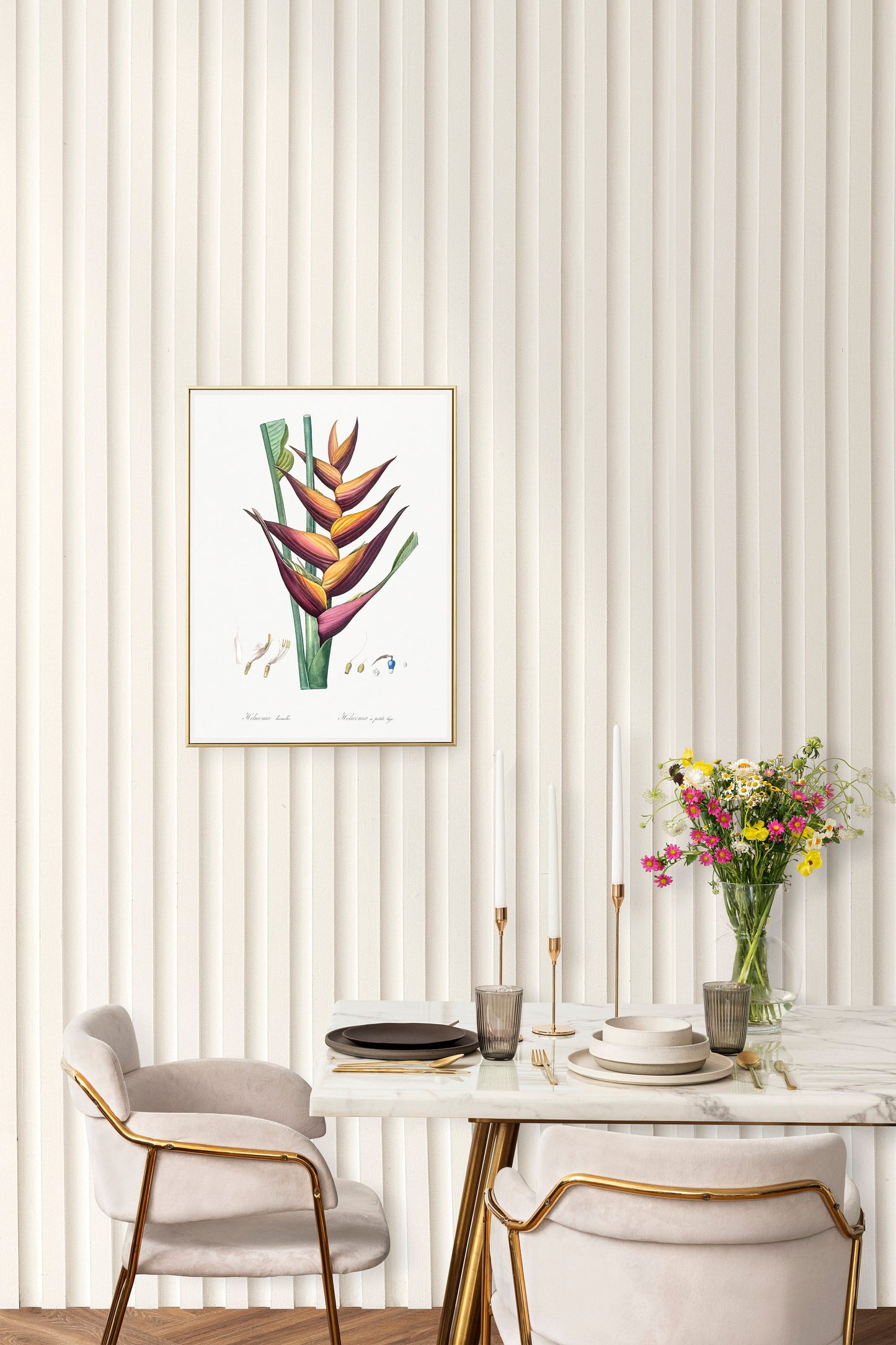 Parrot heliconia flower illustration Poster Print Wall Hanging Decor