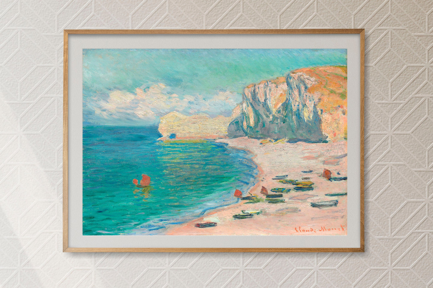 The Beach and the Falaise d'Amont (1885) by Claude Monet Poster Print Wall Hanging Decor
