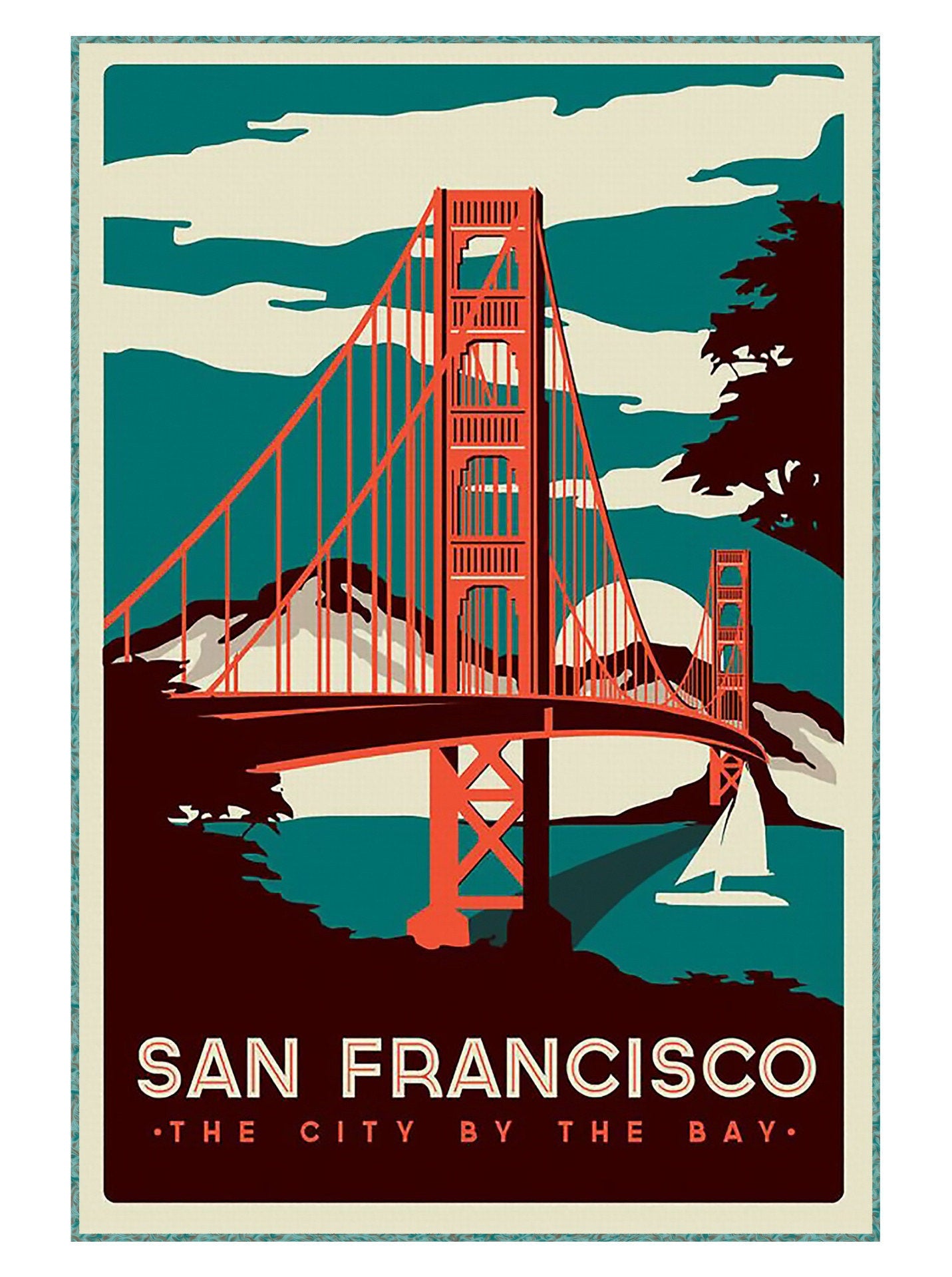 The Golden Gate Bridge San Francisco Travel Poster Print Wall Hanging Decor